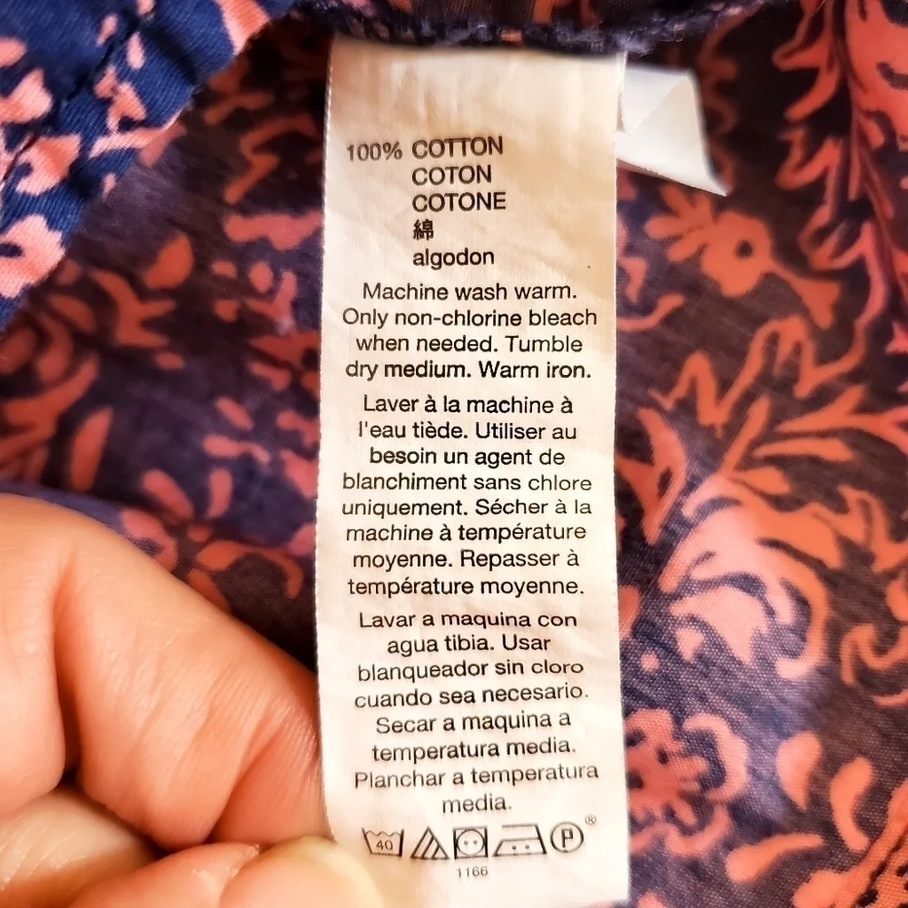 K1030 * Baby Gap Foxes & Lillies Empire Waist Blouse Blue Pink Size 18/24M